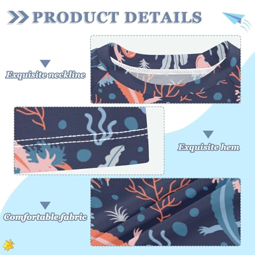 Aflyko Natural Kid Rashguard Shirt Axolotl Coral Seaweed Boys Girls Swimsuit Top3
