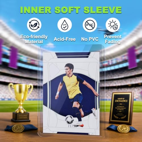 Image of Kabinka 200 Card Sleeves Top Loaders for Cards,3 inchx4 inchBaseball Card Protector | Standard Size Trading Hard Plastic Card Holder for Sports, Football, TCG Cards(100 Hard Sleeve + 100 Soft Sleeve)