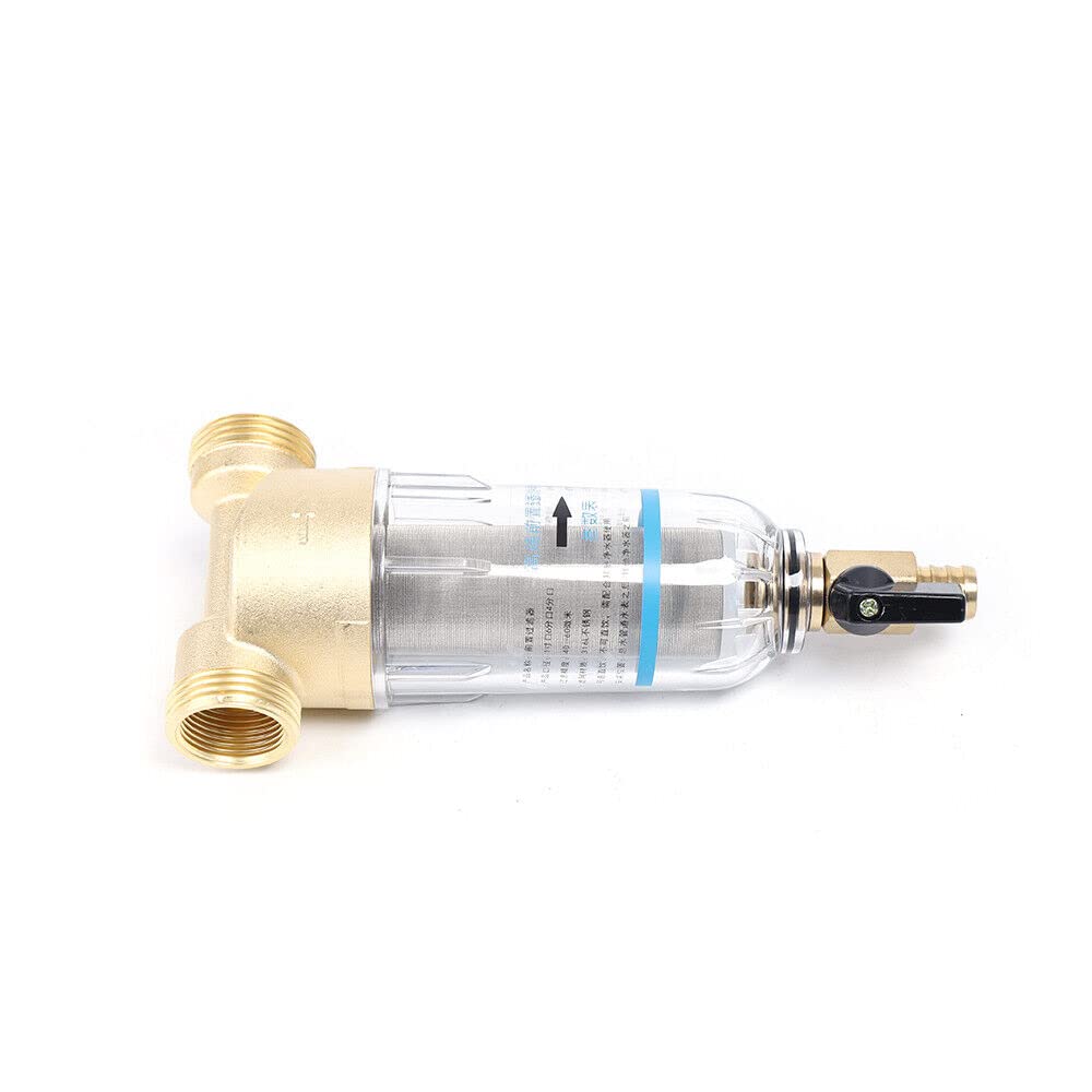 Prefiltro per l'acqua in acciaio inox, filtro fine lavabile da 20 mm (G1/2), filettatura esterna, filtro di risciacquo, corpo in ottone e acciaio inox, filtrazione di acqua di rubinetto/acqua di pozzo
