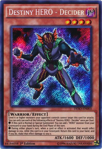 YU-GI-OH! - Destiny Hero - Decider (DESO-EN003) - Destiny Soldiers - 1st Edition - Secret Rare