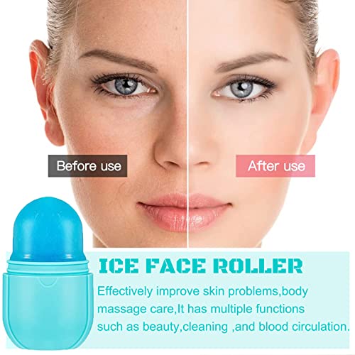 Yihuiko Ice Roller For Face And Eyes,Neck And Cold Therapy For Injuries,Gua Sha Face Massage, Silicone Ice Mold For Face Massager,Skin Care, Facial Beauty Ice Roller(Blue) #TOP4