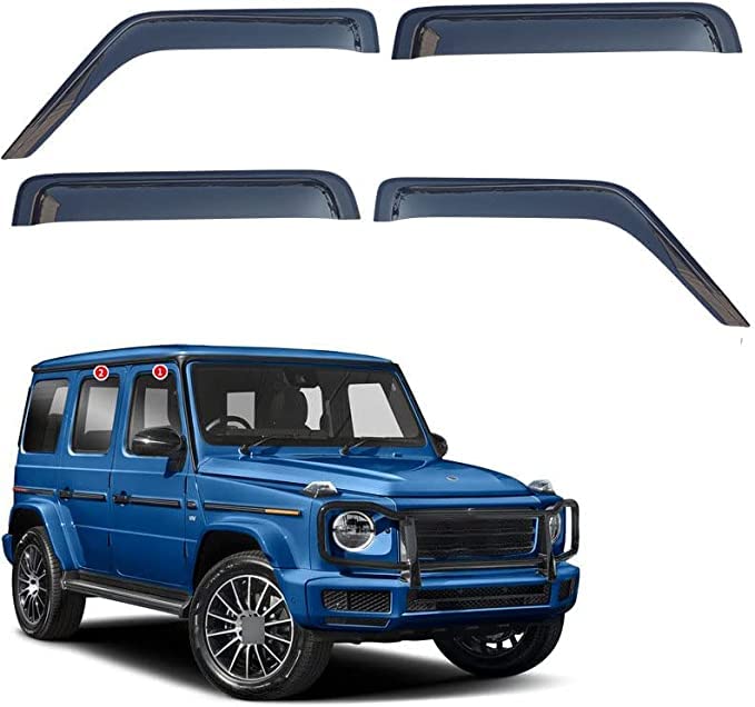 Déflecteurs De Vitre Pour Mercedes Classe G W463 2019-2024 - Acrylique Fumé, Aérodynamiques, Anti-pluie