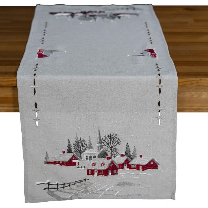 Tischdecke Mitteldecke Tischläufer Winter Weihnachten grau hellgrau...