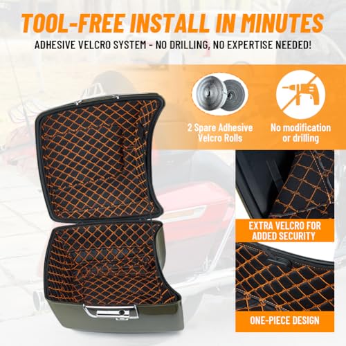 King Tour Pack Liners Custom Stitch Fit for Harley Tour Pack Street Glide/Road Glide 2014-2025 Orange Thread Stitching miniatura 3