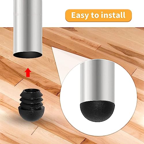 Image of OGC (10 Pack) - 1 inch Inch / 25 mm OD Round Black for 0.98 inch Plastic End Caps Plugs Chair Leg Inserts for Metal Legs Round Tube Inserts Chair Leg Glide Furniture Protectors
