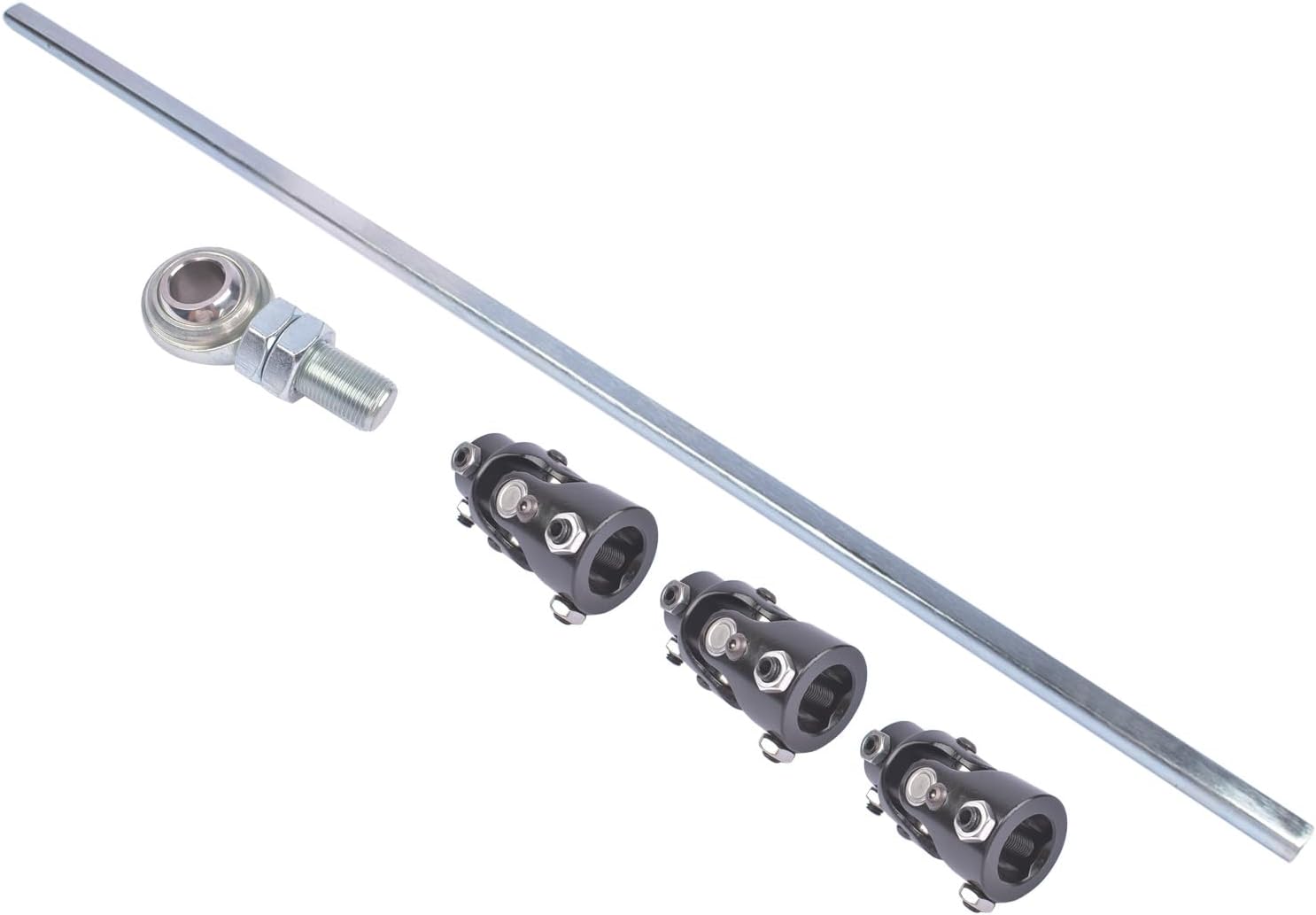 GELUOXI 3 Black U Joint 36" Steel Steering Shaft Support Kit + 3/4" DD Support Bearing + 3/4" Bearing/Heim with bolt Replacement for GM