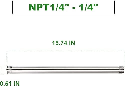 Miniatura 763 de TAISHER 2 accesorios de tubería de acero inoxidable, 1/2 "NPT x 1/2" NPT macho roscado, tubo fundido de pezón de 6 pulgadas de longitud 1.969 in