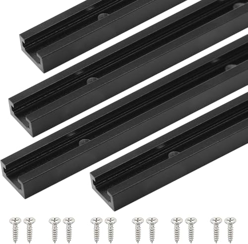 iMetrx 305mm T-Schiene T-Nut Gehrungsschiene Alu Doppelschnittprofil 4 Pcs Schwarz mit Schrauben für Holzbearbeitung Frästisch