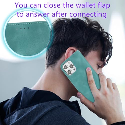 Jaorty Wallet Case for iPhone 14 Pro Max with Card Holder,Matte Cyan - image 5
