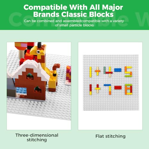 Image of Lekebaby 4 Pack Classic Baseplates 10 inch x 10 inch, Building Base Plates for Building Bricks, 100% Compatible with Major Brands and Activity Table-Baseplate, Sturdy & Safe, Age 3 and up Kids, White