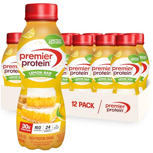 Premier Protein Shake, Limited Edition, Lemon Bar, 30g Protein, 1g Sugar, 24 Vitamins & Minerals, 11.5 oz, 12 Pack