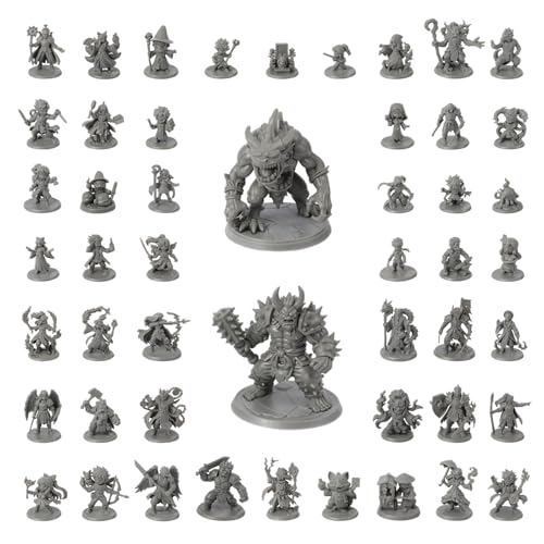 Path Gaming Anime Legends 50 Unique Anime-Inspired Miniatures, 28/32mm Unpainted Fantasy RPG Figures, Includes 2 Large Boss Models for Painting & Tabletop Games