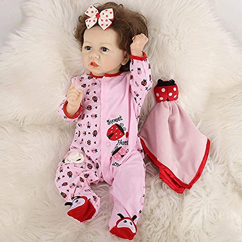 MWKL Nette Reborn Baby Reborn Puppe 58cm Simulation Puppe Vollsilikon Körper Wiedergeburt Puppe 22 Zoll Lebensechte… – Bild 3