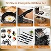 72-Piece Kitchen Cooking Set, Pots and Pans Cookware, Nonstick Cookware Set, Plates and Bowls Dinnerware Knife Set, Kitchen Gadgets & Tools For New Home, Apartment, Mothers Day Gifts