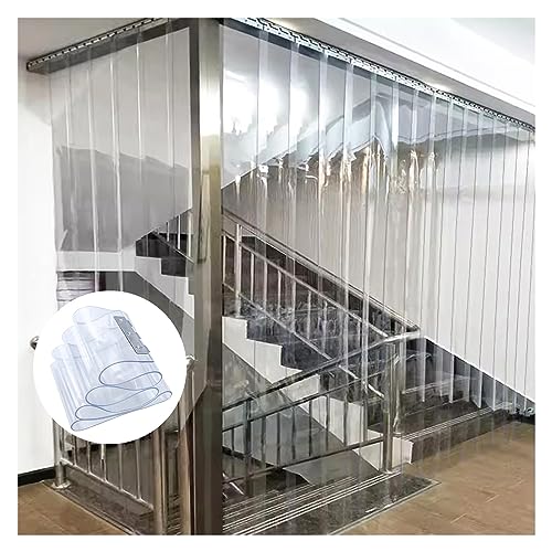 Cortina de PVC transparente para puerta aislada y resistente al viento, cortina de plástico para cenador, jardín y sala de almacenamiento en frío, 150 x 210 cm, fácil de instalar, duradera, resistente