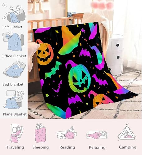 Plaid turquoise Halloween couverture chaude pour frissons d'automne