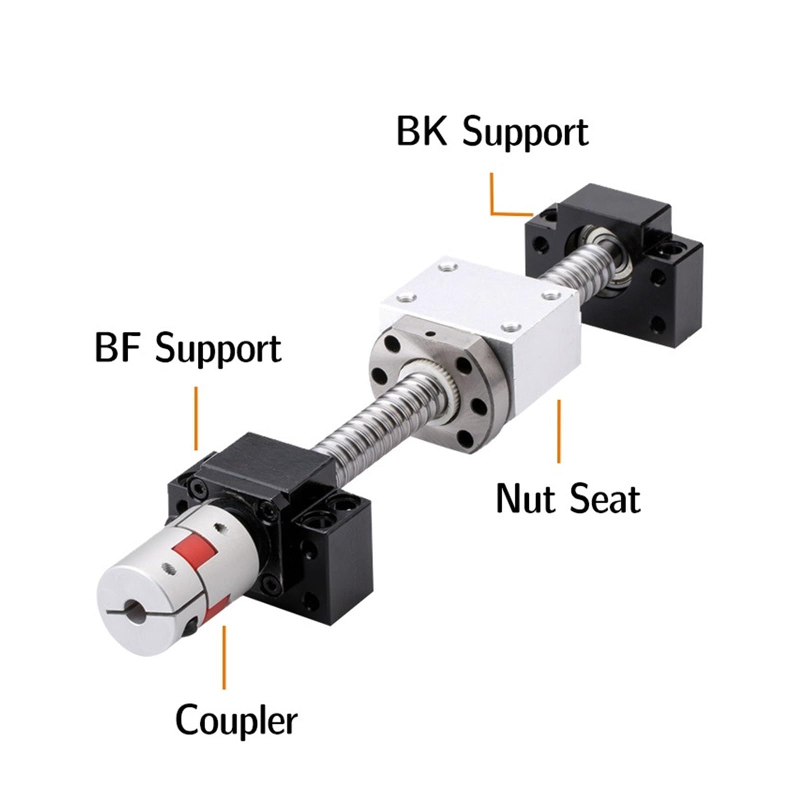 Metal Ball Screw nut end Processing SFS1210 Ball Screw Length 100mm-550mm Nut Nut Seat Plus BKBF10 Support Seat Ball Screw Set(350mm)