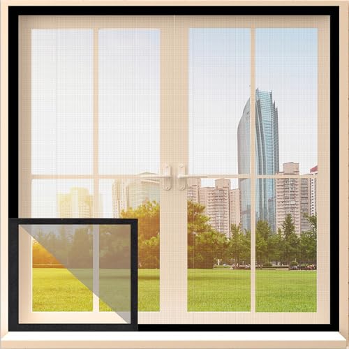 Image of Classic Mosquito Net for Windows Standard Size |Pre-Stitched (Size: 90X120cm / Color: Black |Premium 120GSM Fiberglass Mesh with Self-Adhesive Hook Tape, Quick, Long-Lasting Window net for Home