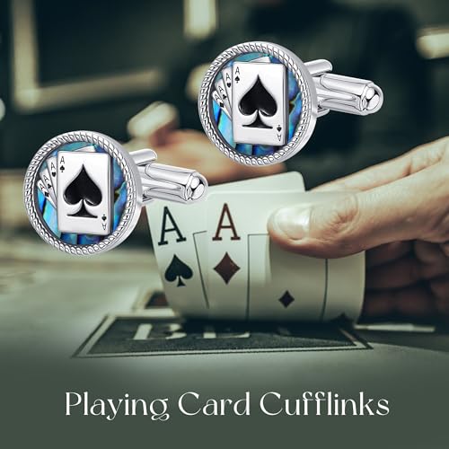Playing Card Ace Cufflinks for Men Sterling Silver Poker Card Cuff Links Wedding Anniversary Jewelry for Father Business Tuxedo3