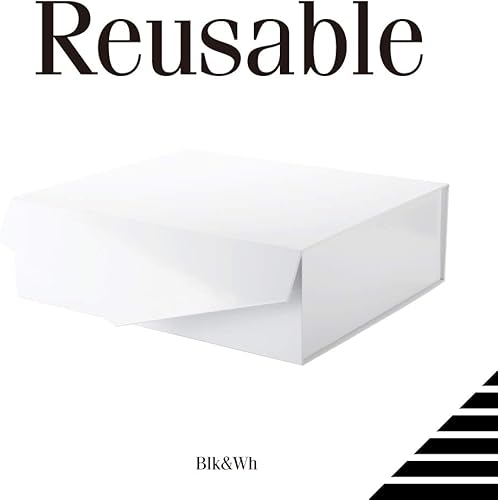 Miniatura 9 de BLK&WH 3 cajas de regalo extragrandes con tapas de 16.3 x 14.2 x 5 pulgadas, cajas de regalo negras para ropa y regalos grandes (negro brillante con