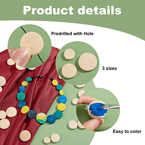 PH PandaHall 120pcs 3 Sizes Flat Wood Beads 15/20/24.5mm Coin Beads Wood Spacer Beads Unfinished Wood Disc for Jewelry Necklace Bracelet Making Christmas Macrame DIY Crafts - Image 4