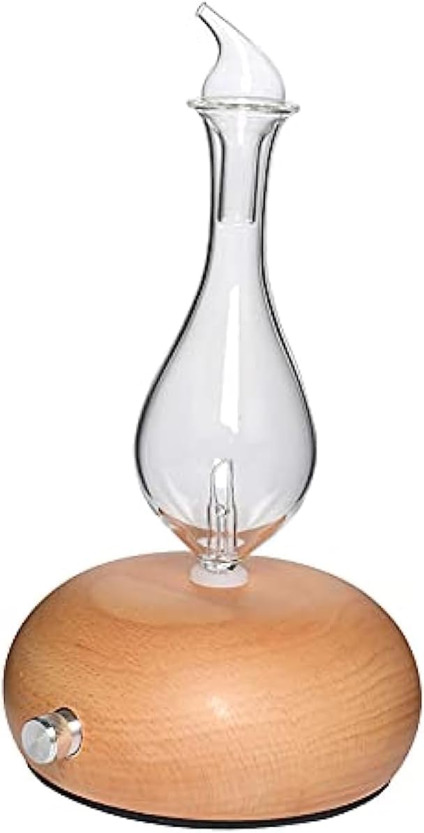 Essential Oil Diffuser Handmade Aromatherapy Glass Diffuser with Wooden Base USB Powered for Home or Office