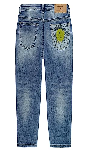 KIDSCOOL SPACE Baby Little Big Girls Jeans,Elastic Waistband Inside High Strecth Soft Simple Desgin Denim Pants2