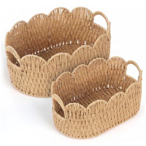 Endymion-Set-of-2-Paper-Rope-Scalloped-Basket-Wicker-Storage-Baskets Endymion Set of 2 Paper Rope Scalloped Basket, Wicker Storage Baskets - Image 1