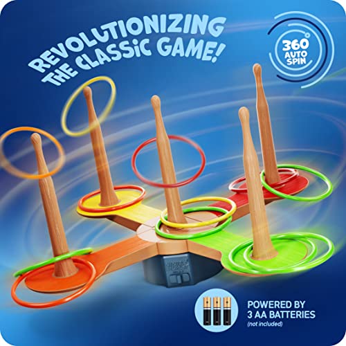 Ring Toss Game for Kids - 360° Spin Revolution - Outdoor Backyard Party Game for The Whole Family - Camping Games for Kids Teens & Adults Ages 6+ Fun Toys for Yard, Summer Picnic or Beach Activities - Thumbnail 2