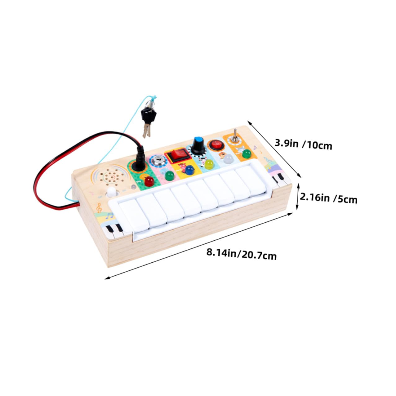 Juguete Musical Madera Luces LED Tablero de Actividades Educativo Juguete Eléctrico Compacto Hogar Desarrollo de Motricidad Fina y Coordinación Mano-Ojo