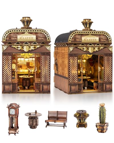 Book Nook Kits for Adults, Retro Train Wooden Puzzle DIY Miniature House Kit - The Tiny House for...