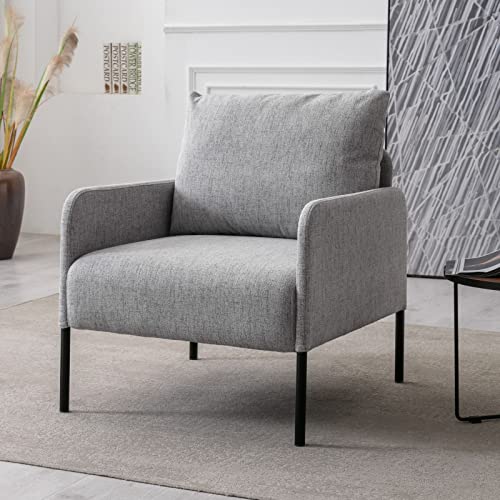 Wahson Sofá de 1 Plaza Lino Silla Sillón Individual con Reposabrazos Butaca Pequeña de Estilo Moderno Minimalista para Dormitorio/Sala de Estar/Apartamento(Gris) Cover