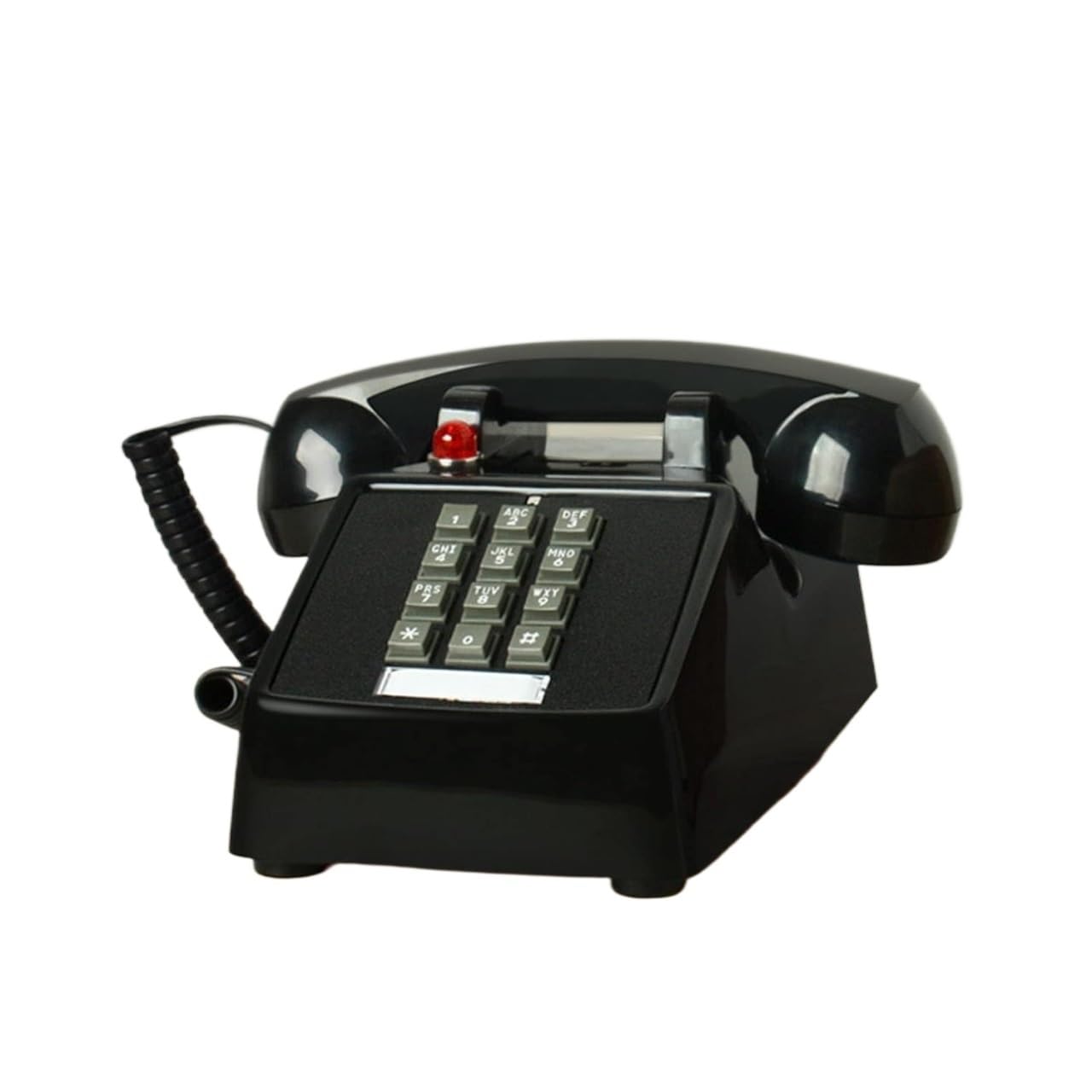 Telefon stacjonarny retro, zabytkowy telefon stacjonarny do domu, biura, telefony retro z oryginalnym dzwonkiem i kręconym kablem do domu, hotelu, kawiarni(Schwarz)