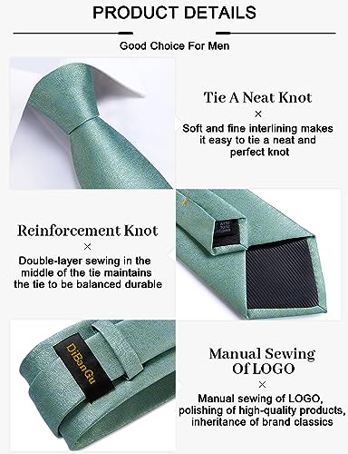 Image of DiBanGu Mens Silk Necktie Solid Color Tie and Pocket Square Cufflink Tie Clip Set Woven Plain Ties for Men Wedding Party