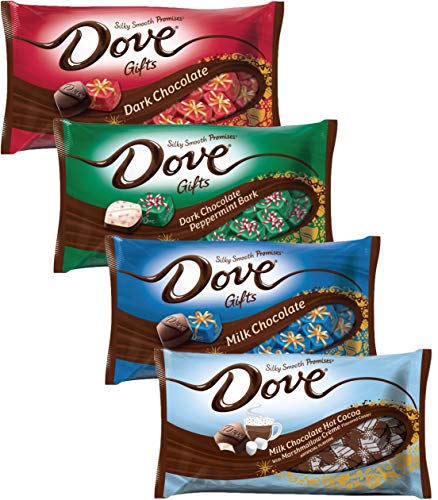 Dove Gifts Milk Chocolate Holiday Christmas Candy - Silky Smooth Milk & Dark Chocolate Peppermint,Hot Cocoa Flavored Candies For Home Parties Office School Work - Halloween Candy Dish Filler Treats