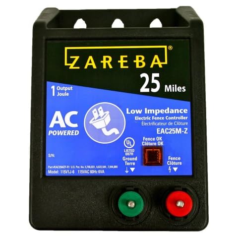 Zareba EAC25M-Z AC Powered Low Impedance electric Fence Charger - 25 Miles, Plug-In Electric Fence Energizer, Contain Animals, Keep Out Predators Cover