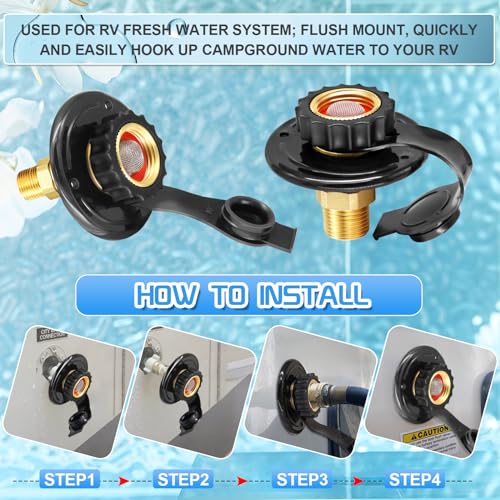 Image of RV City Water Inlet Check Valve, 3 /4 inch NH Female to 1 /2 inch NPT Male | Lead-Free Brass Construction, Leakproof Design, Corrosion Resistant, Tool-Free Installation, Fits RV Camper Trailer Marine