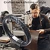 HALUKAKAH ● Solo ● Men's Genuine Black Leather Bracelet Classic Style Black Titanium Clasp with Magnets 8.46"(21.5cm) with Free Giftbox #3