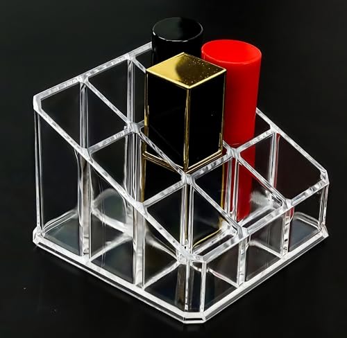 Image of Sooyee Acrylic Lipstick Case - Lipstick Holder & Cosmetic Organizer With 9 Spaces - Clear
