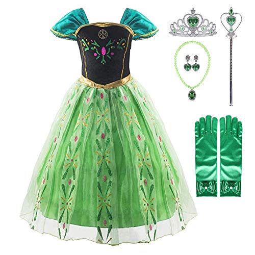 Kosplay Kinderen Meisjes Anna Kostuums , bevroren sneeuw koningin prinses Elsa 2 Jurk Cosplay Kleding Halloween Kerst Maskerade Prinses Fancy Jurk 100CM