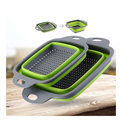 Xiaofeng214 2pcs Silicone Pieghevole Colander Frutta Verdure di Lavaggio cestello setaccio Pieghevole Drainer con Manico Utensili da Cucina (Size : Small+Large)