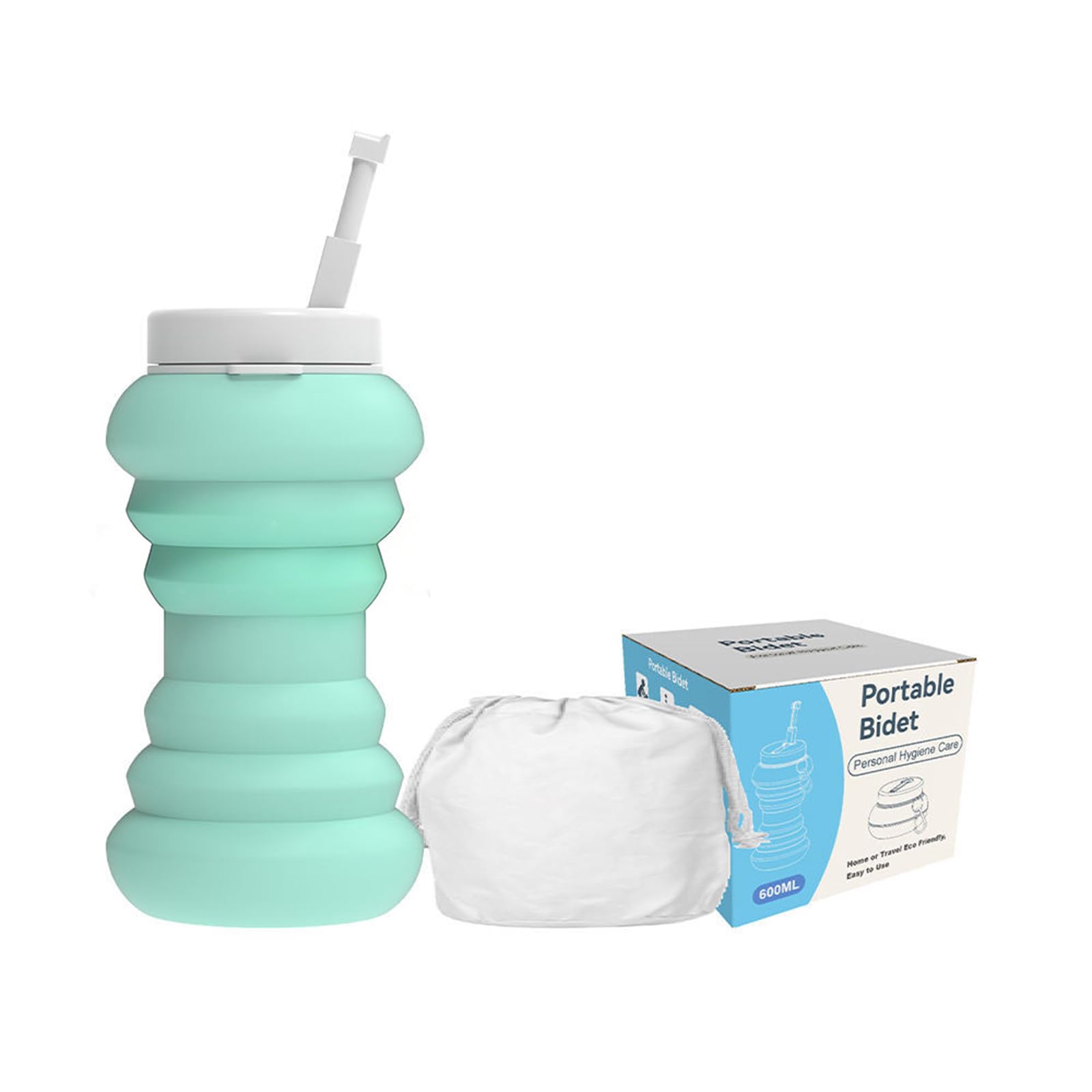 Alksubbm Compact Silicone Bidet Sprayer 600ml Easy Carry Feminine Hygiene Daily Portable Bidet
