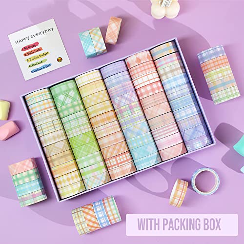 60 Rolls Grid Washi Tape Set, 0.6" X 79",Cute Washi Tape For Journaling, Decorative Craft Washi Masking Tape #TOP4