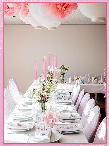 Image of Treela 24 Pcs Flameless Taper Candles Battery Operated ulkB Fake Candles Light LED Candle Sticks Flickering Tapered for Wedding Anniversary Holiday Decoration(Basic,11 Inch,Pink)