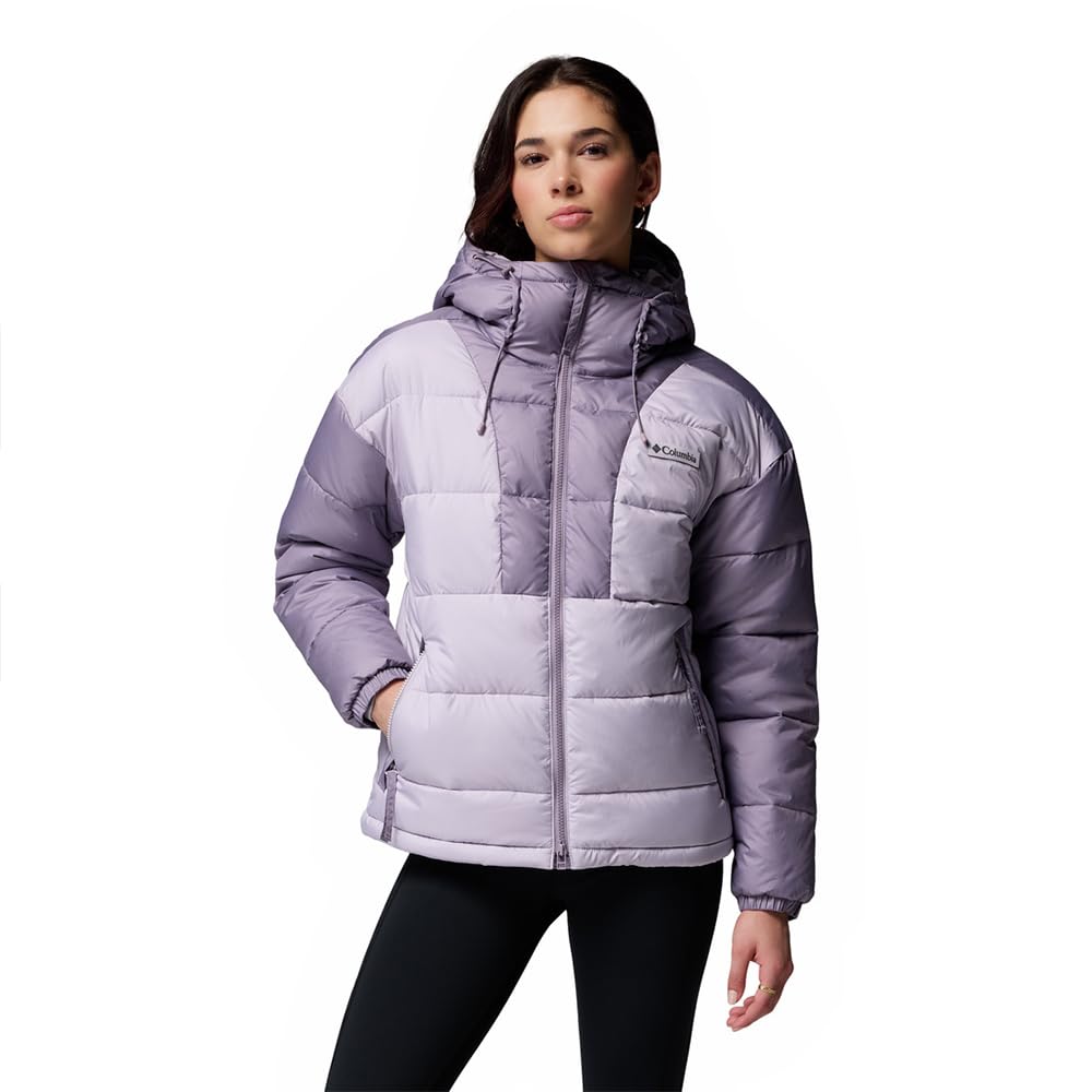 Columbia Women's Pike Lake 3 Hooded Jacket, Hooded Puffer Jacket, Lavender Pearl, Shale Purple, XL