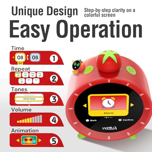 Image of MOMILLA Kids Alarm Clock for Bedrooms, Colorful Display 7-Day Programmable 4 Alarms, Visual Timer with White Noise, Digital Clock Loud for Heavy Sleepers, Christmas Birthday Gifts for Girls Boys