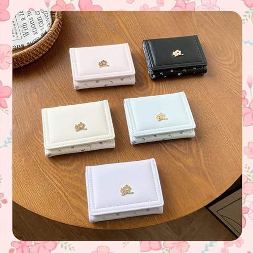 Image of Girls Wallet Cute Floral Coquette Small Kawaii for Women Aesthetic ID Window for Ladies (Pink Metal Floral)