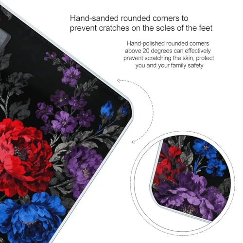 Báscula Digital de Baño Floral Negra Precisa y Estable miniatura 4