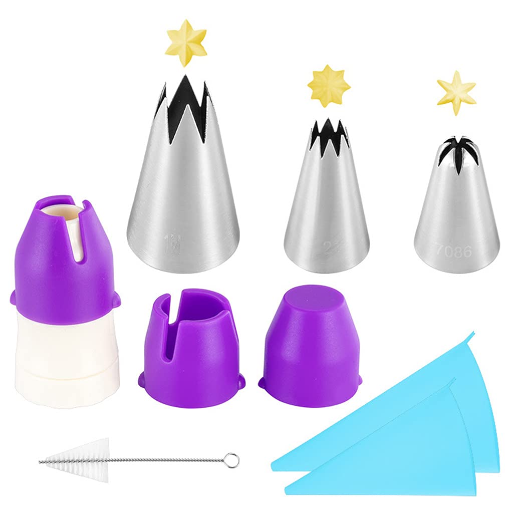 Tsophreniq 9 Pieces Stainless Steel Piping Nozzles Fondant Cake Decorating Pastry Sets Tools Bakeware Bread Baking Supplies Kit