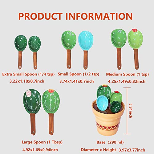 Cactus Measuring Spoons Set in Pot, Cute Ceramic Measuring Cups by BLUESTEER - Used condition - Image 6